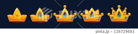 Game progress crowns set isolated on black 116729881