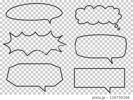 Simple hand-drawn style speech bubble illustration set 116730166