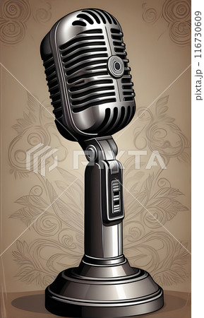 Vintage Microphone Illustration With Ornate Background 116730609