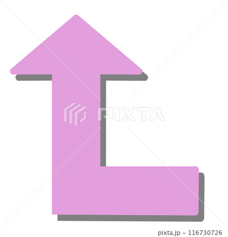 90度に曲がる矢印1(ピンク)(影あり) 90度に曲がる矢印1(ピンク)(影あり) 116730726