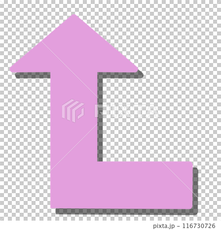 90度に曲がる矢印1(ピンク)(影あり) 90度に曲がる矢印1(ピンク)(影あり) 116730726