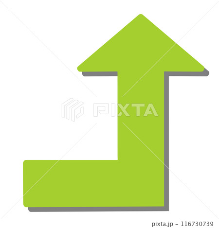 90度に曲がる矢印2（黄緑）（影あり） 116730739