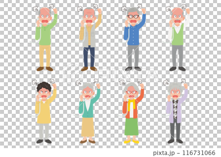 固定電話で通話するシニア　男女セット　怒りの表情 116731066