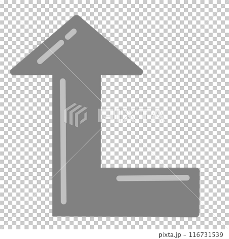 箭頭1(灰色)彎曲至90度(有反射) 箭頭1(灰色)彎曲至90度(有反射) 116731539