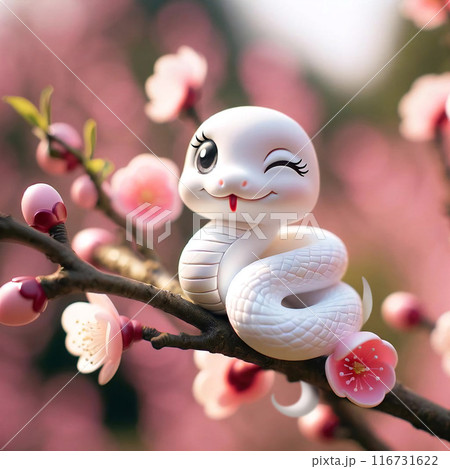 デフォルメで可愛い白蛇 116731622