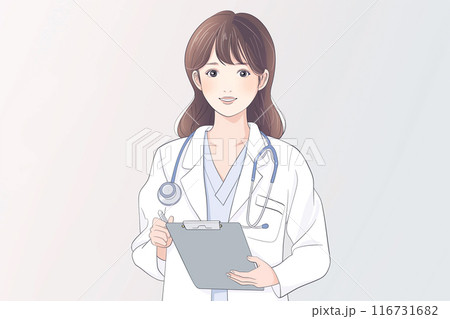 カルテを持つ白衣の女性 116731682