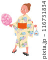 浴衣で夏祭りを楽しむ女の子 116731834