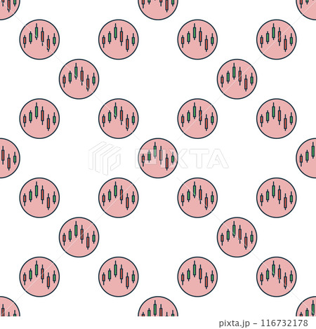 Candlestick Circle - cryptocurrency graph vector colored round seamless pattern 116732178