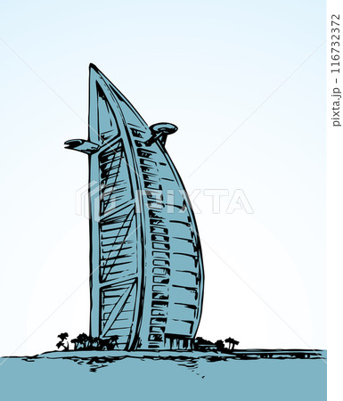 Burj Al Arab. Vector drawing 116732372