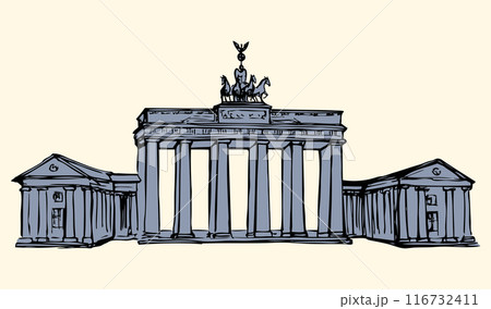 Vector landmark. Sketch of main sights of Berlin - Brandenburg gate 116732411