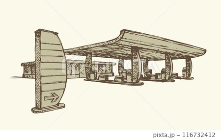 Petrol station. Vector drawing 116732412