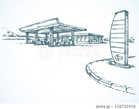 Petrol station. Vector drawing 116732418