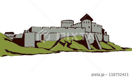 Ancient city on rock. Vector drawing Ancient city on rock. Vector drawing 116732421