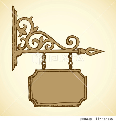 Old signboard. Vector drawing Old signboard. Vector drawing 116732430