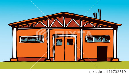 Entrance to the barn. Vector drawing Entrance to the barn. Vector drawing 116732719