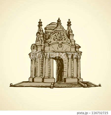 Luxury vintage gazebo. Vector drawing 116732725