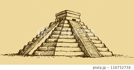 Vector illustration with Mayan pyramids in Mexico 116732738