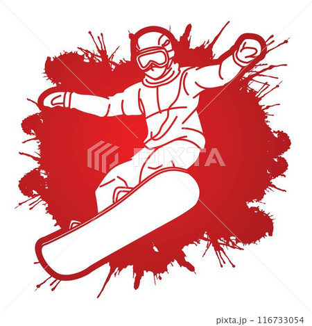 Snowboard Player Action Extreme Sport Snowboarder Pose Cartoon Graphic Vector Snowboard Player Action Extreme Sport Snowboarder Pose Cartoon Graphic Vector 116733054