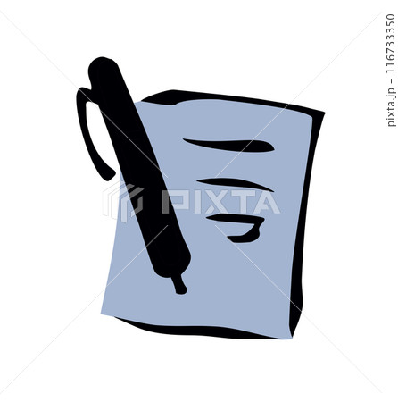 Sheet of paper with pen. Vector drawing 116733350