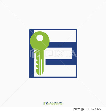 Logo design graphic concept creative abstract premium vector stock initial E font negative space house door key. Related to typography home property 116734225