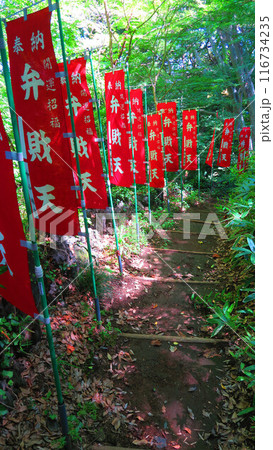 埼玉県川口市の興禅院の弁財天の赤い旗の風景 116734235
