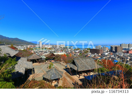 【滋賀県】快晴の三井寺（園城寺）と琵琶湖 116734313