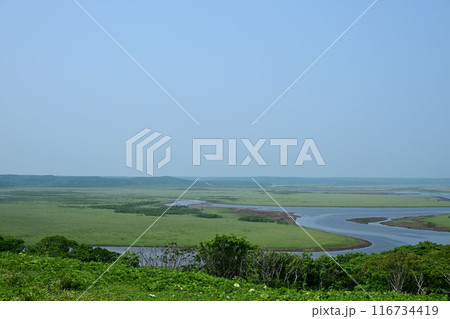 琵琶瀬展望台からのみる霧多布湿原 琵琶瀬展望台からのみる霧多布湿原 116734419