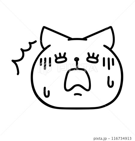 ショックを受ける猫・線画 116734913