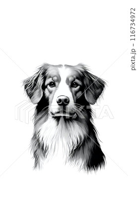 カナダのノヴァ・スコシア・ダック・トーリング・レトリーバーのモノトーン画像。中型で活発、狩猟犬として 116734972