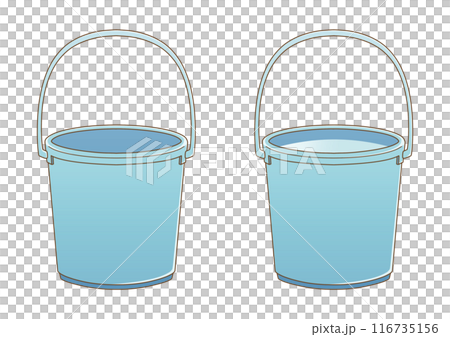 標準藍色塑膠桶（有水和無水） 116735156