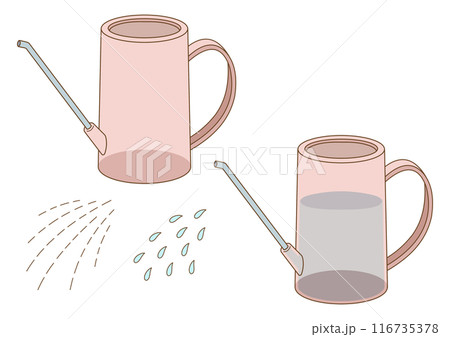 パステルカラーの透き通ったジョウロ（水あり・水なし）と水やりのパーツ 116735378