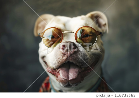 friendly dog wearing sunglasses, generative AI 116735565