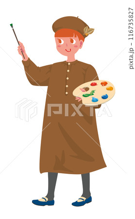 ベレー帽で絵を描く女の子 ベレー帽で絵を描く女の子 116735827