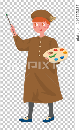 ベレー帽で絵を描く女の子 ベレー帽で絵を描く女の子 116735827