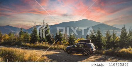 car for traveling with a mountain road car for traveling with a mountain road 116735895