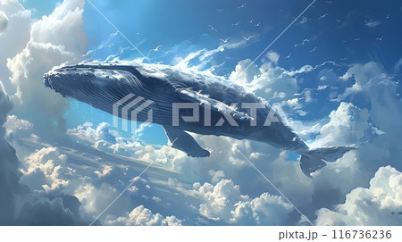 Majestic Whale Soaring Through Ethereal Skyscape Majestic Whale Soaring Through Ethereal Skyscape 116736236