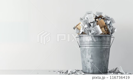 捨てられた大量の紙ゴミ 捨てられた大量の紙ゴミ 116736419