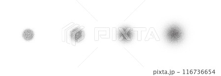 Set of stippling round shapes. Vector dotted circles 116736654