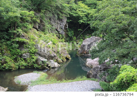 群馬県藤岡市の三波石峡の清流 116736794