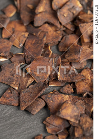 chocolate chips made from coconut pulp fried in chocolate 116737218