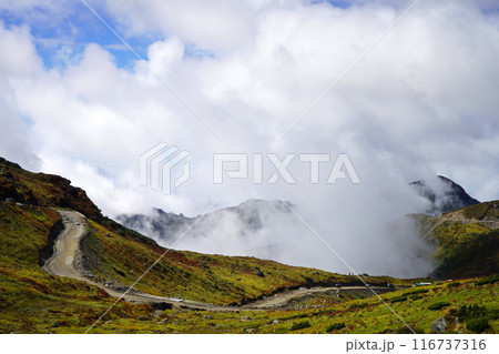Sikkim Zig Zag Road with Cloudy Weather 116737316