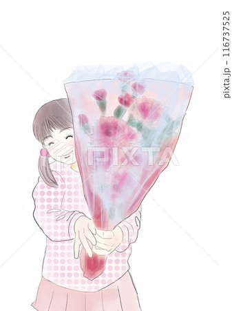 花束を持っている笑顔の女の子 花束を持っている笑顔の女の子 116737525