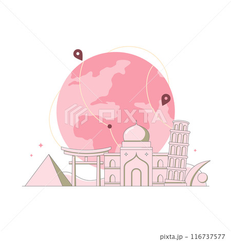 Minimal flat line of travel landmark background banner. Vector illustration 116737577