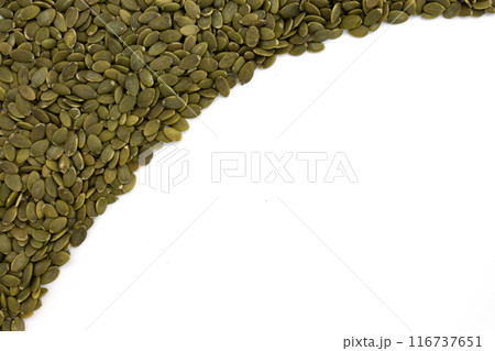 green pumpkin seeds isolated on white background green pumpkin seeds isolated on white background 116737651