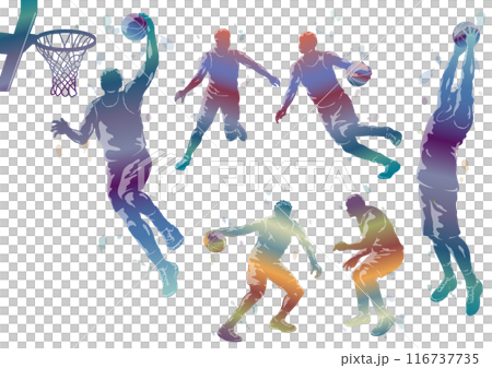 バスケットボール　シルエットイラストセット 116737735