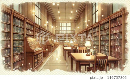図書館　背景イラスト 116737803