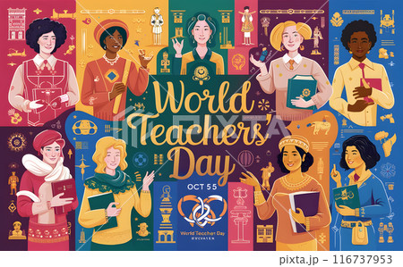 World Teachers Day, October 5のイラスト素材 [116737953] - PIXTA