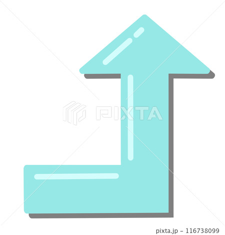 90度に曲がる矢印1(水色)(反射・影あり) 90度に曲がる矢印1(水色)(反射・影あり) 116738099