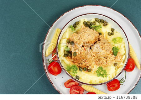 Diet meatballs and mashed potatoes. Diet meatballs and mashed potatoes. 116738588
