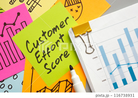 Report with charts about Customer effort score. 116738931